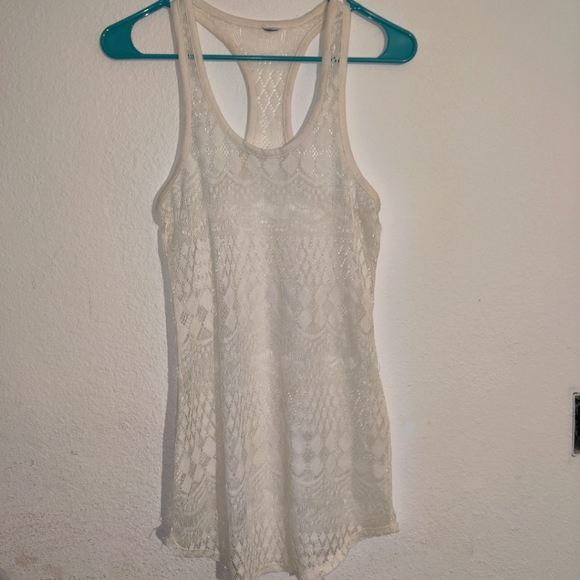 Eyelet racer back tank top off-white - Picture 1 of 3